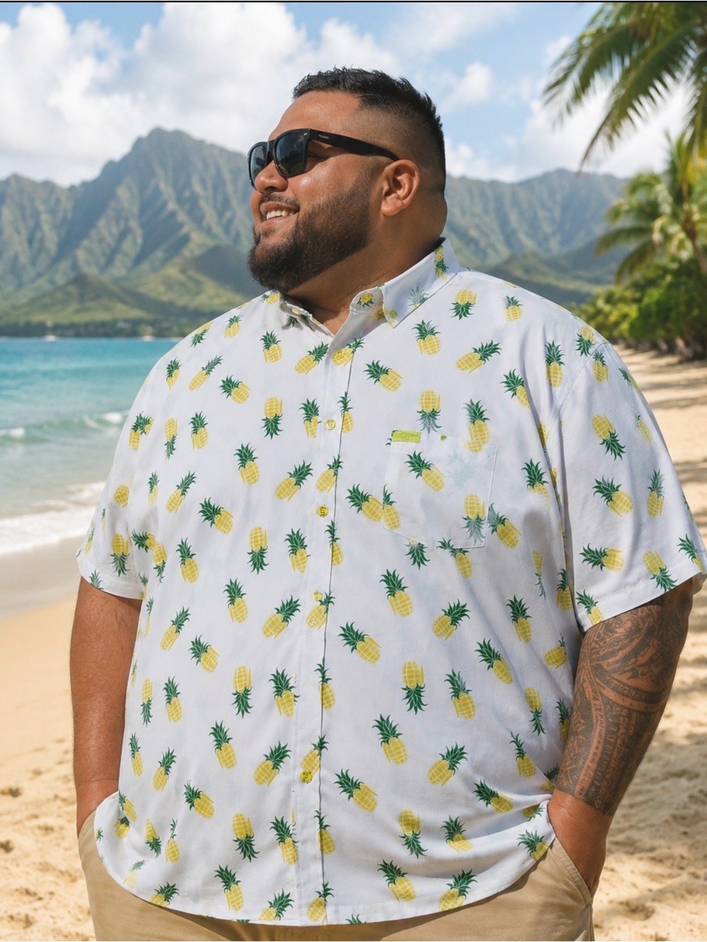 RETRO RIFLE PAINKILLER PINEAPPLE SHIRT 4XL BIG TALL TROPICAL RESORT STRETCH COOL